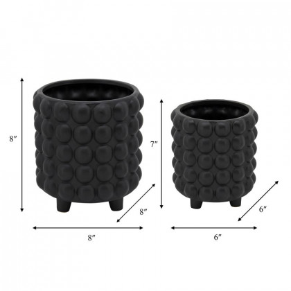 Sagebrook 6"/8" Bubble Planters (Set Of 2) - Matte Black