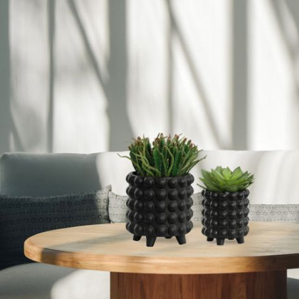 Sagebrook 6"/8" Bubble Planters (Set Of 2) - Matte Black