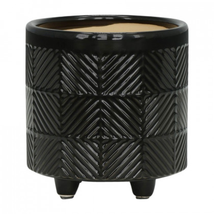 Sagebrook 6"/8" Textured Planters (Set Of 2) - Shiny Black