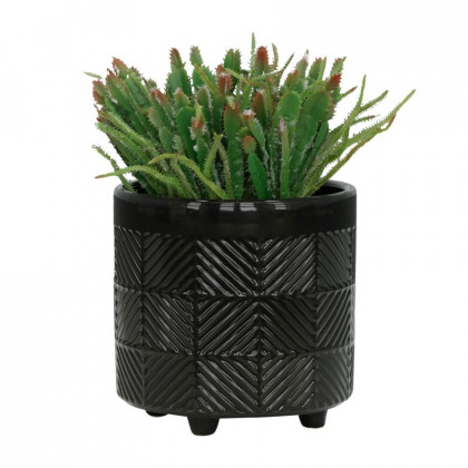 Sagebrook 6"/8" Textured Planters (Set Of 2) - Shiny Black