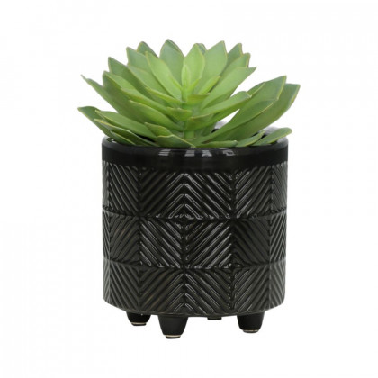 Sagebrook 6"/8" Textured Planters (Set Of 2) - Shiny Black