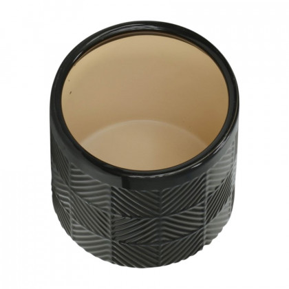 Sagebrook 6"/8" Textured Planters (Set Of 2) - Shiny Black