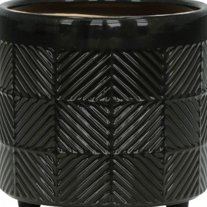 Sagebrook 6"/8" Textured Planters (Set Of 2) - Shiny Black