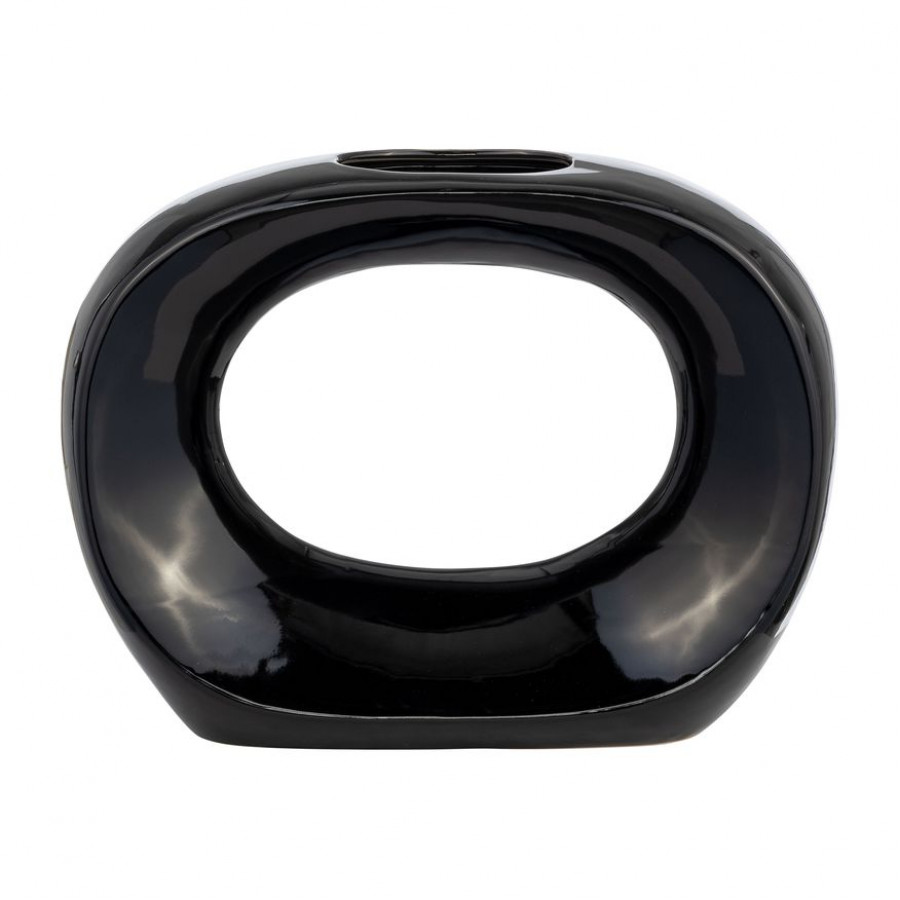 Sagebrook 11" Ceramic Oval Vase - Siny Black