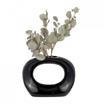 Sagebrook 11" Ceramic Oval Vase - Siny Black