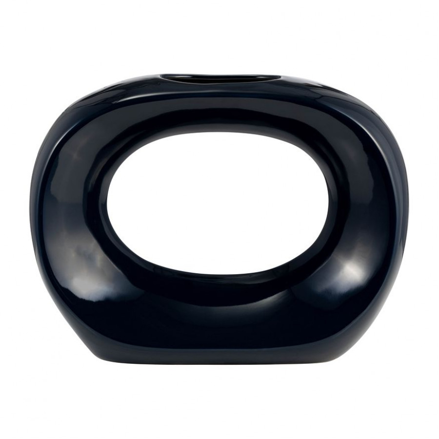 Sagebrook 11" Ceramic Oval Vase - Navy Blue
