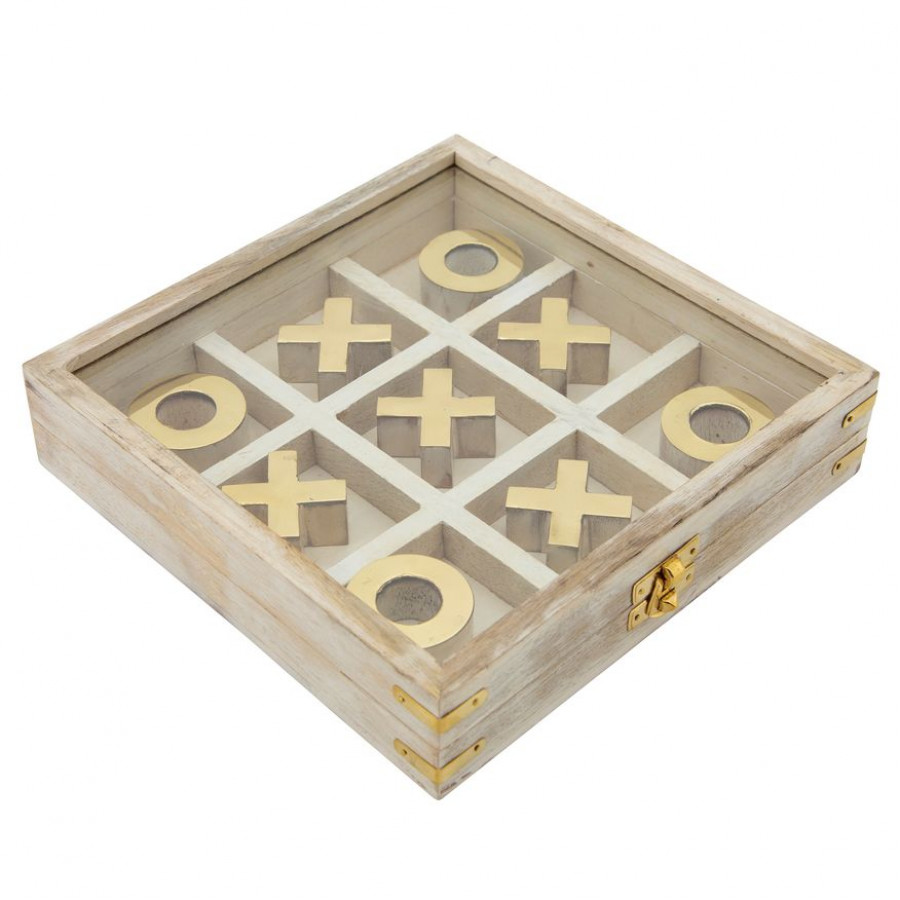 Sagebrook - 8"x8" Wood Tic-Tac-Toe in White