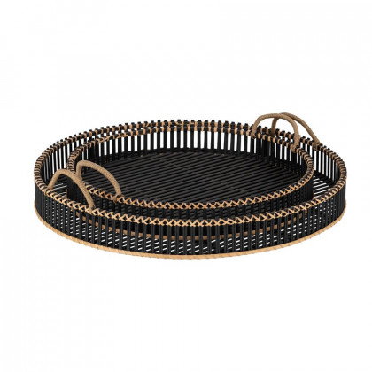 Sagebrook 24"/30" Bamboo Round Trays (Set Of 2) - Black