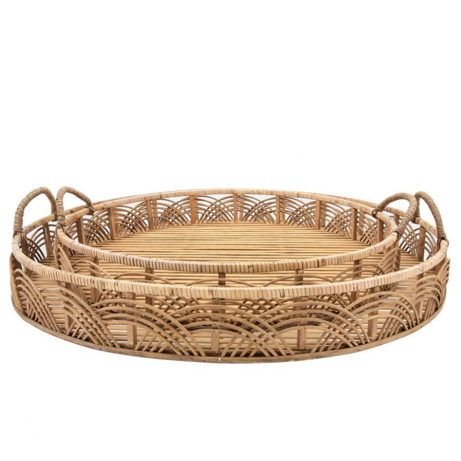 Sagebrook 24"/30" Bamboo Round Trays (Set Of 2) - Natural