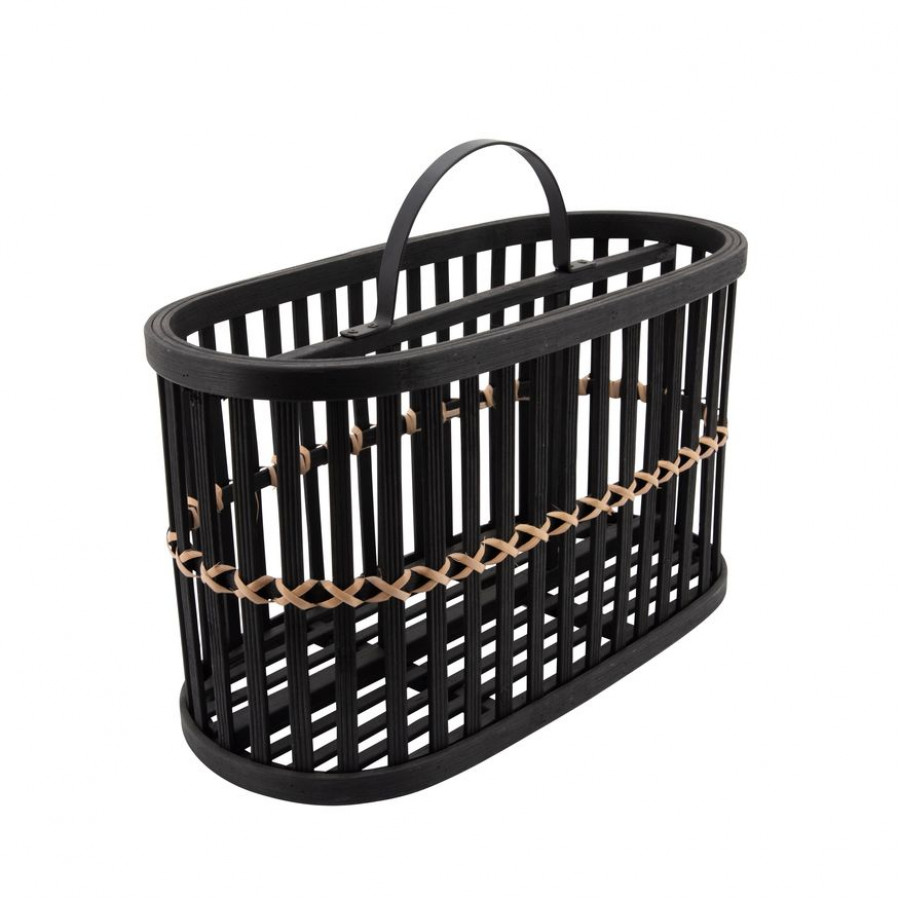 Sagebrook - 14" Woven Oval Basket in Black