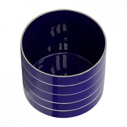Sagebrook 10" Striped Planter With Wood Stand - Navy