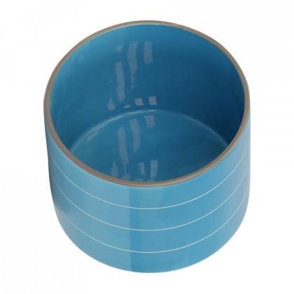 Sagebrook 8" Striped Planter With Wood Stand - Skyblue