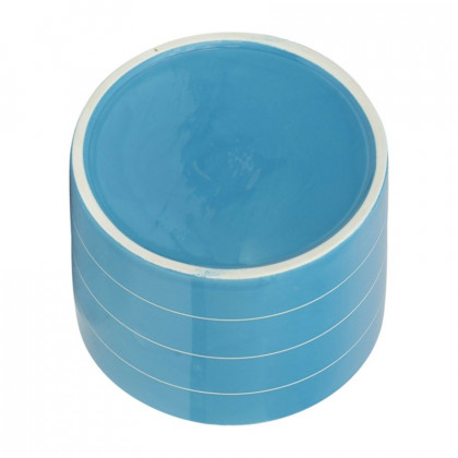 Sagebrook 8" Striped Planter With Wood Stand - Skyblue