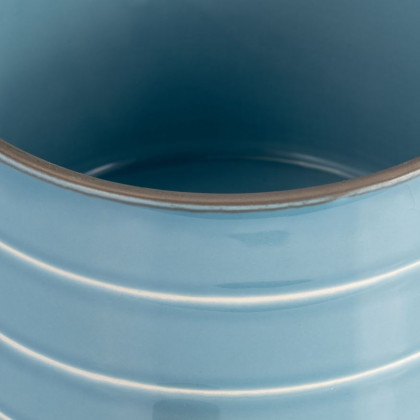 Sagebrook 6" Striped Planter With Wood Stand - Skyblue