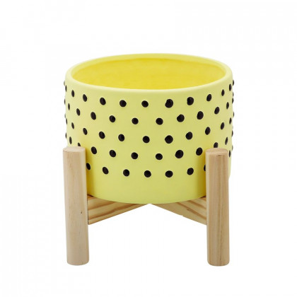 Sagebrook - 10" Dotted Planter With Wood Stand