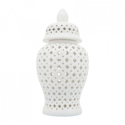 Sagebrook 24" Cut-out Clover Temple Jar - White