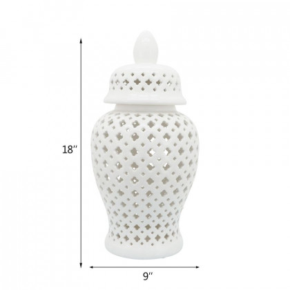 Sagebrook 24" Cut-out Clover Temple Jar - White