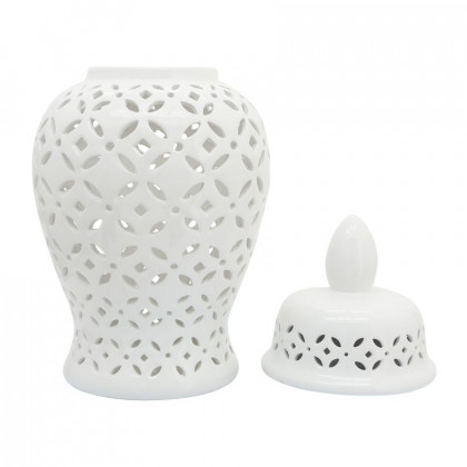 Sagebrook 24" Cut-out Daisies Temple Jar - White