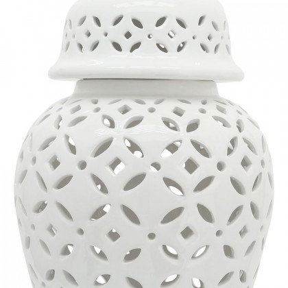Sagebrook 24" Cut-out Daisies Temple Jar - White