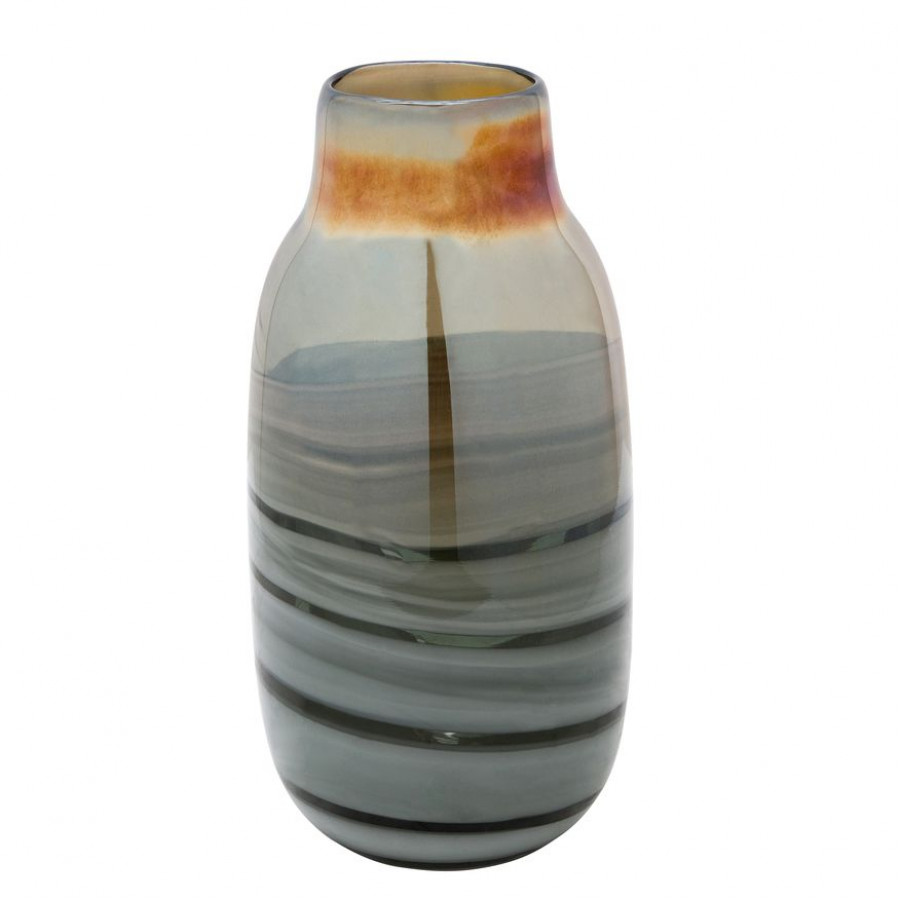 Sagebrook Glass 13" Metallic Vase - Gray/Gold