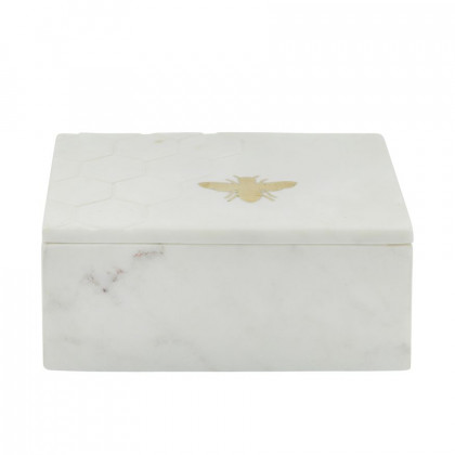 Sagebrook - 7"x5" Marble Box With Bee Accent