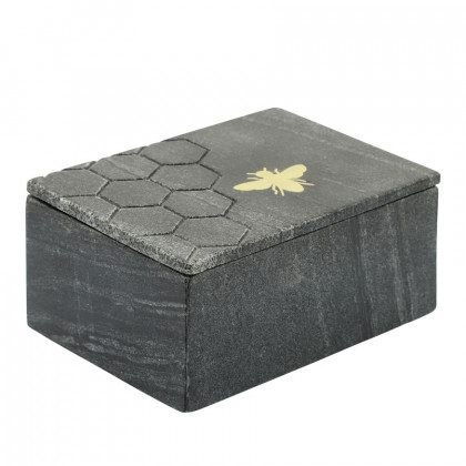 Sagebrook - 7"x5" Marble Box With Bee Accent