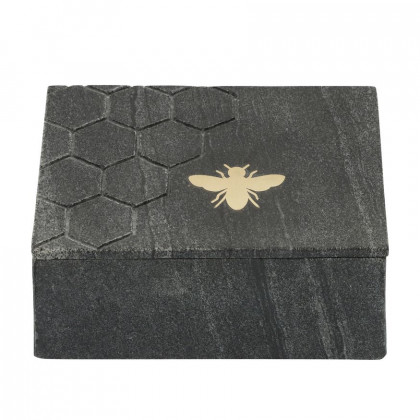 Sagebrook 7"x5" Marble Box With Bee Accent - Black