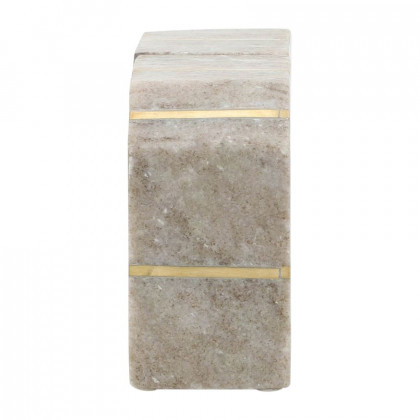 Sagebrook 5" Marble Polished Bookends With Gold Inlays (Set Of 2) - Ivory