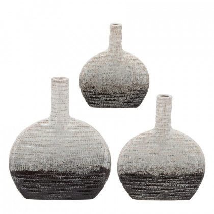 Sagebrook - 14" Textured Oval 2-tone Vase in Beige