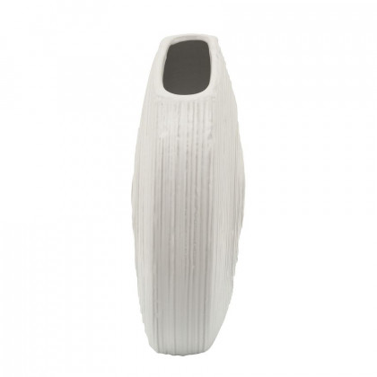 Sagebrook 14" Oval Swirled Vase - White