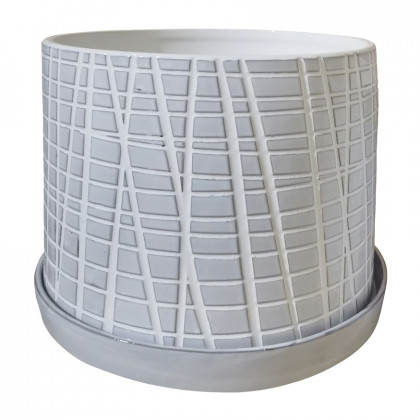 Sagebrook - 10"/12" Meshed Planters With Saucer (Set Of 2) in White