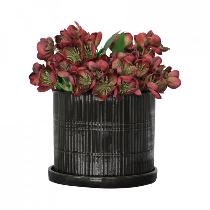 Sagebrook 10"/12" Textured Planters With Saucer (Set Of 2) - Black