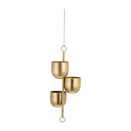 Sagebrook 4" Metal 3-Hanging Planters - Gold