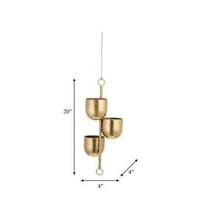 Sagebrook 4" Metal 3-Hanging Planters - Gold