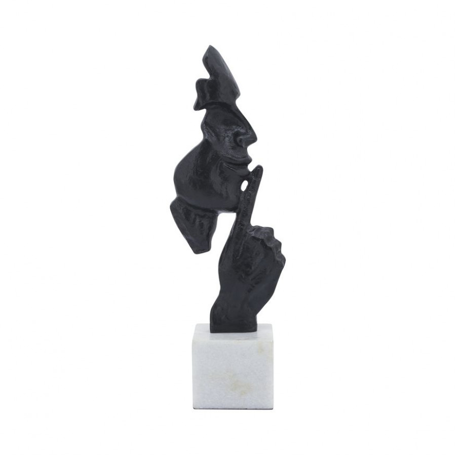 Sagebrook - 16" Metal Silence Please Decor in Black