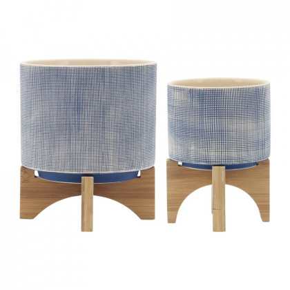 Sagebrook - 5"/8" Mesh Planters With Stand (Set Of 2) in Blue