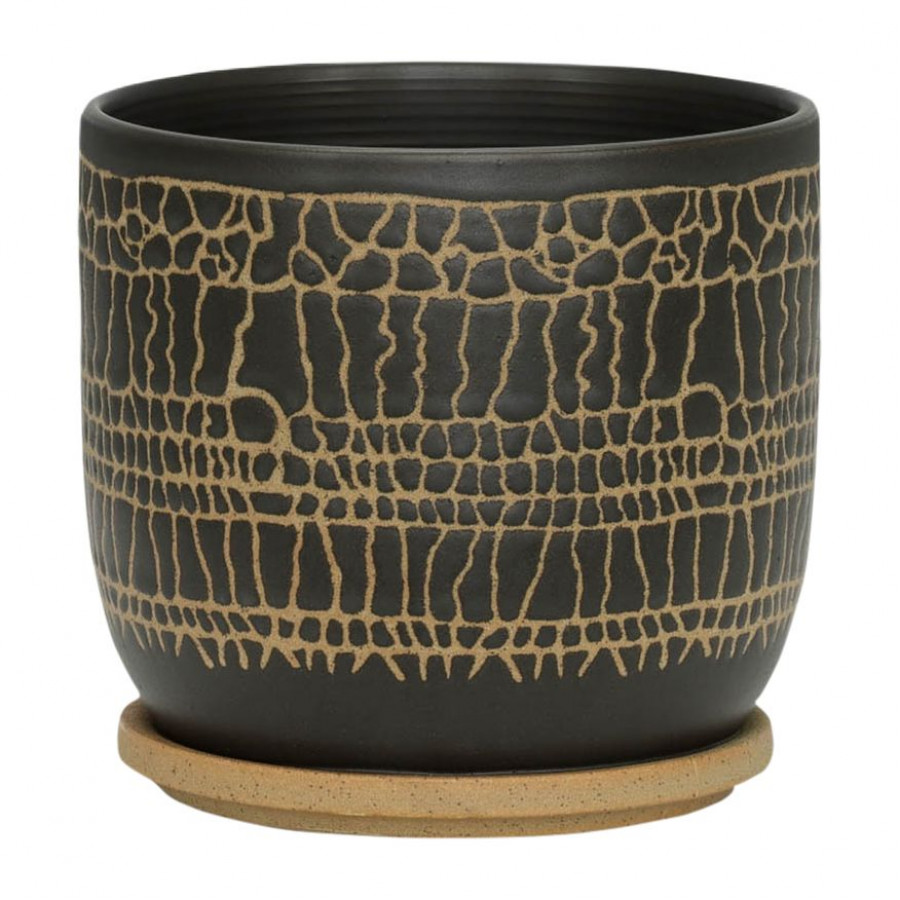 Sagebrook - 5"/6" Zig-zag Planters With Saucer (Set Of 2)