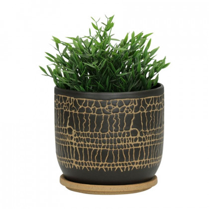 Sagebrook - 5"/6" Zig-zag Planters With Saucer (Set Of 2)