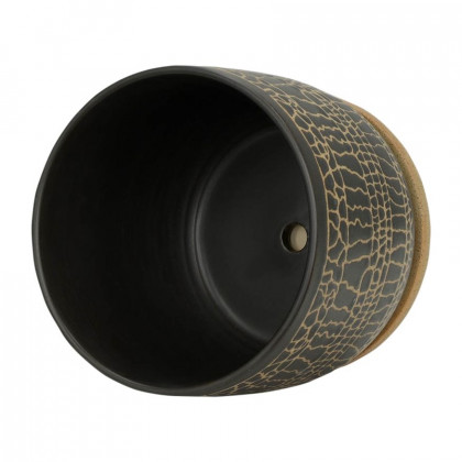 Sagebrook 8" Glazed Planter with Saucer - Black