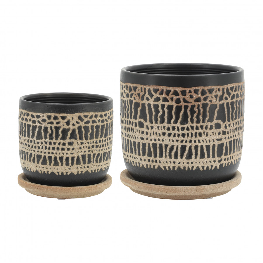 Sagebrook - 8" Glazed Planter with Saucer