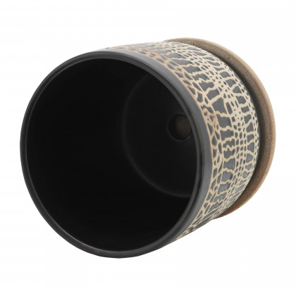 Sagebrook 6" Glazed Planter with Saucer (Set Of 2) - Black