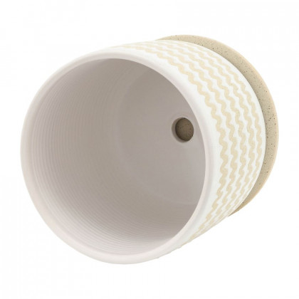 Sagebrook 5"/6" Zig-zag Planters With Saucer (Set Of 2) - White