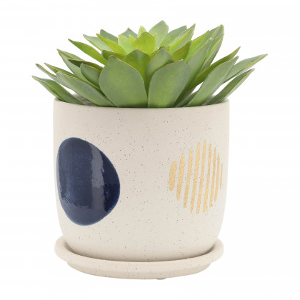 Sagebrook - 5"/6" Funky Planter with Saucer (Set Of 2) in White