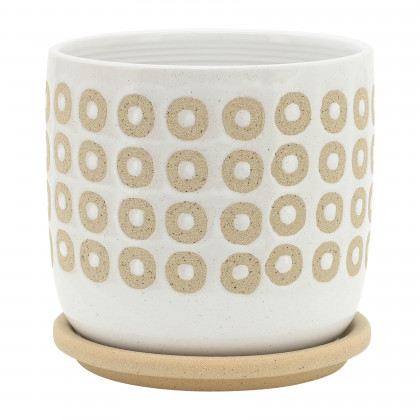Sagebrook - 5"/6" Circles Planter with Saucer (Set Of 2) in White