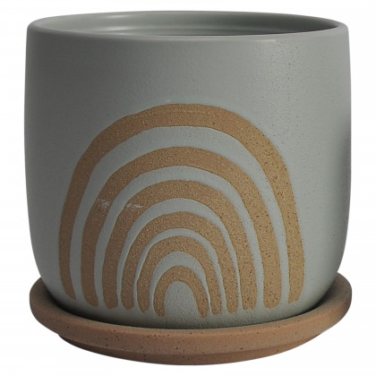 Sagebrook 6" Ceramic Arch Planter with Saucer (Set Of 2) - Mint
