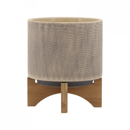 Sagebrook 5"/8" Mesh Planters With Stand (Set Of 2) - Tan