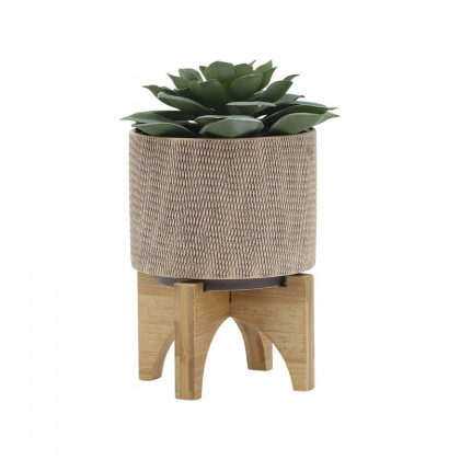 Sagebrook 5"/8" Mesh Planters With Stand (Set Of 2) - Tan