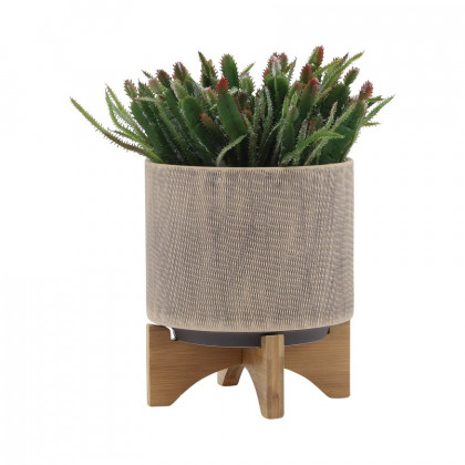 Sagebrook 5"/8" Mesh Planters With Stand (Set Of 2) - Tan