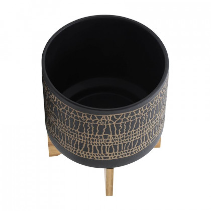 Sagebrook 10" Glazed Planter With Stand - Black