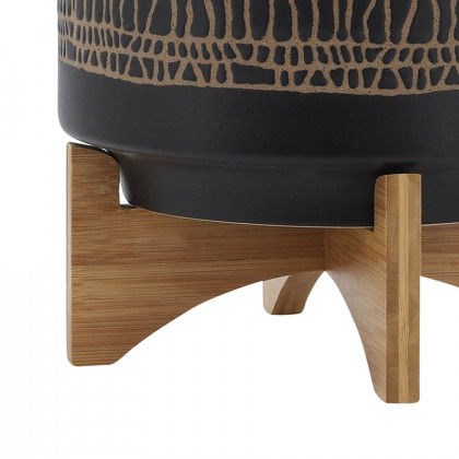 Sagebrook 10" Glazed Planter With Stand - Black